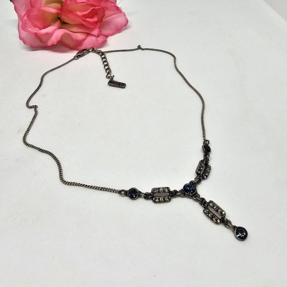 Peter Lang Rhinestone Art Deco Choker Silver Tone Necklace - Picture 12 of 12